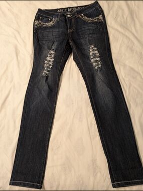 Women's Blue Republic Dark Straight Jeans Size 13 Grunge Y2K Streetwear